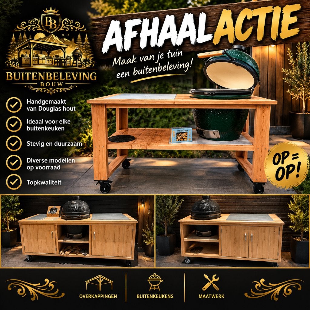 Buitenkeukens en bbq tafels Afhaal acties Kamado bastard, Ophalen, Inbouw, Kerkenplaat 2 E 12, Houtskool