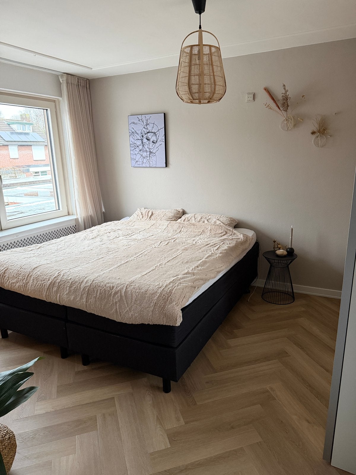 Stijlvolle zwarte boxspring 180x200 + Swiss Sense topper, Ophalen, Zo goed als nieuw, Tweepersoons, 180 cm