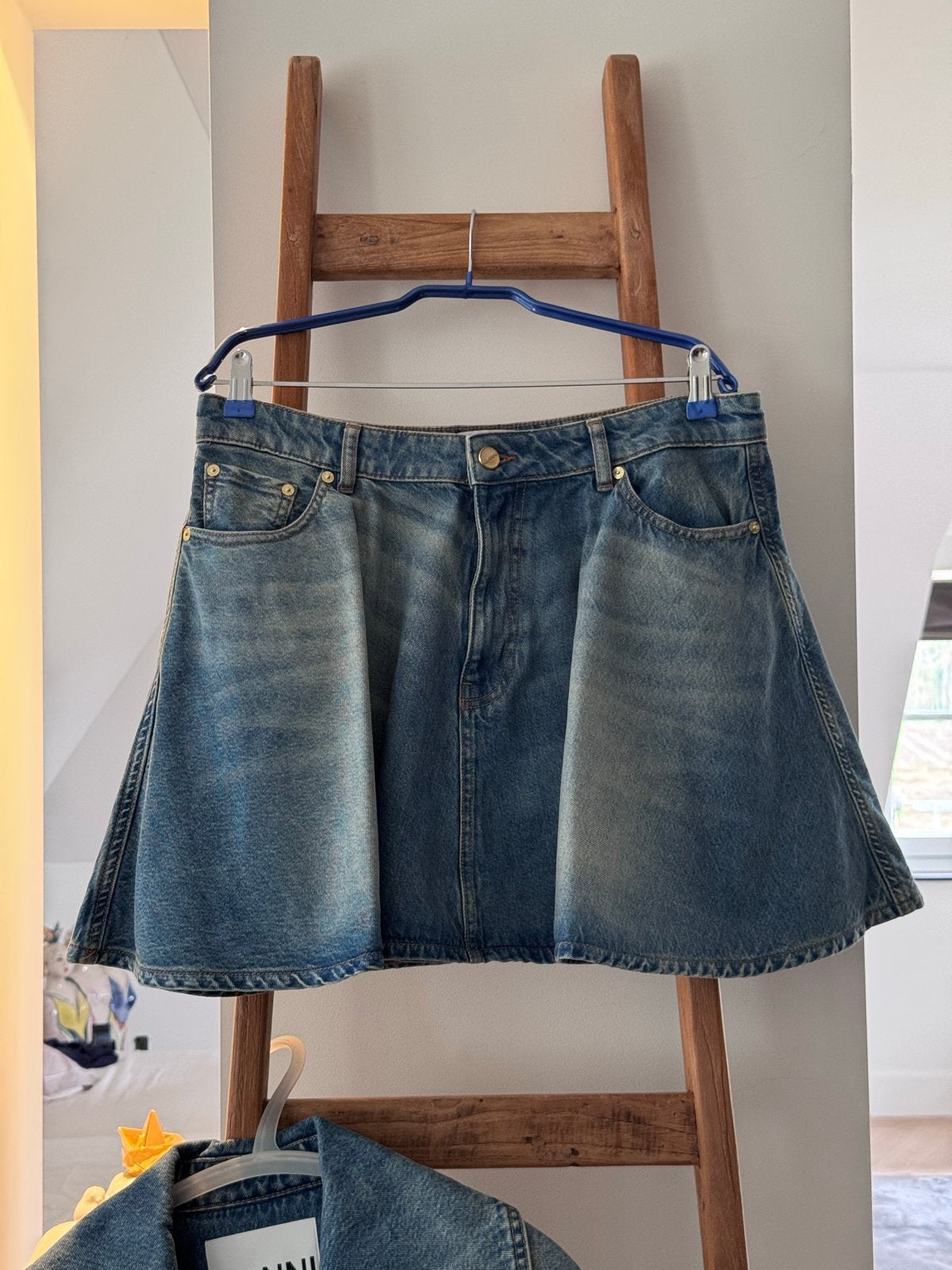 Ganni Denim Minirok - Maat 40 (M), Maat 38/40 (M), Zo goed als nieuw, Boven de knie, Verzenden