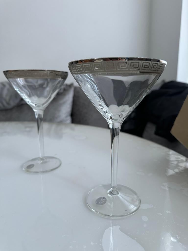 Diverse kristallen glazen Cristal Versace Silver champange, Ophalen of Verzenden