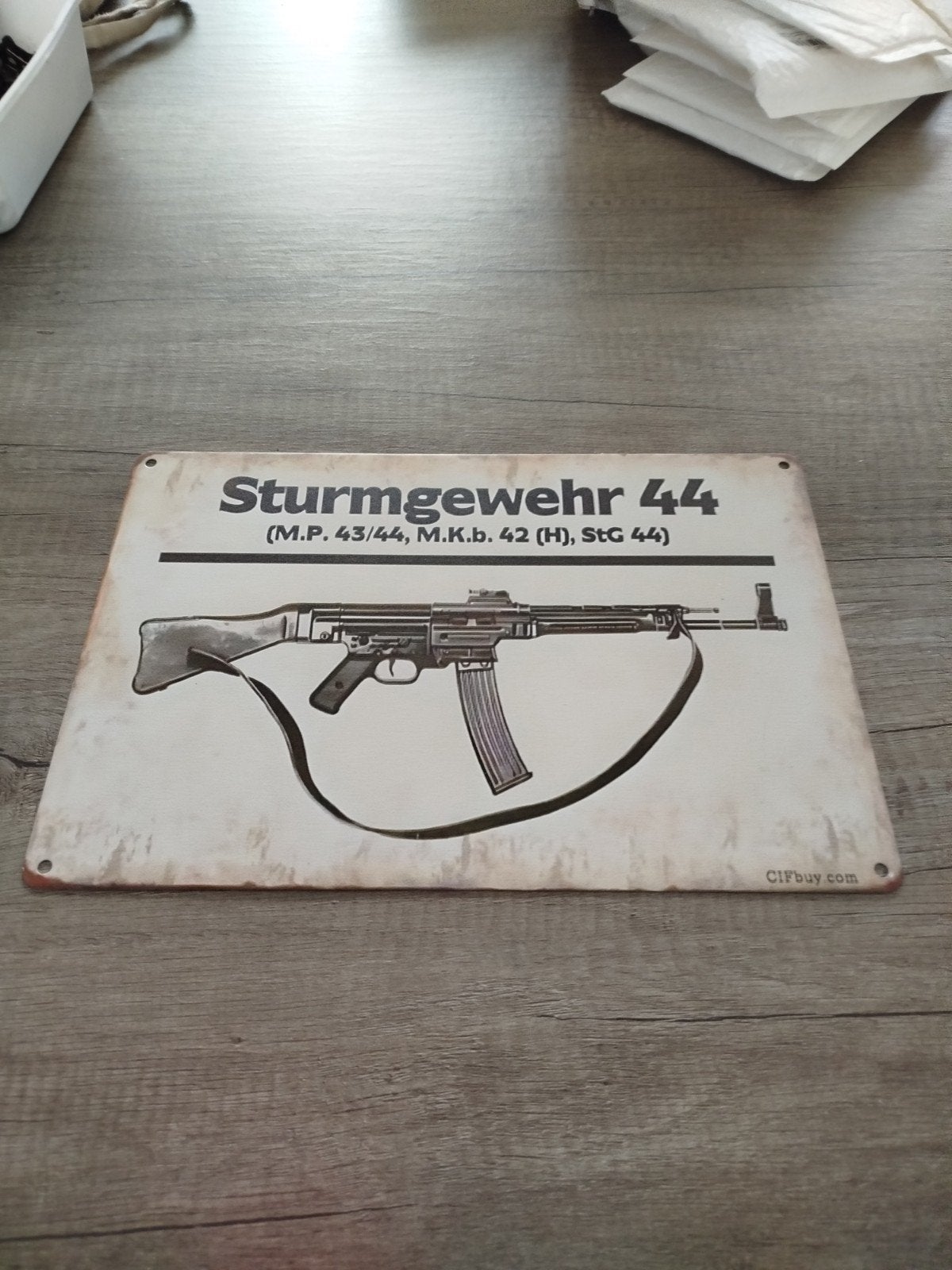 Metalen plaat sturmgewehr 20 bij 30, Ophalen of Verzenden, Nederland
