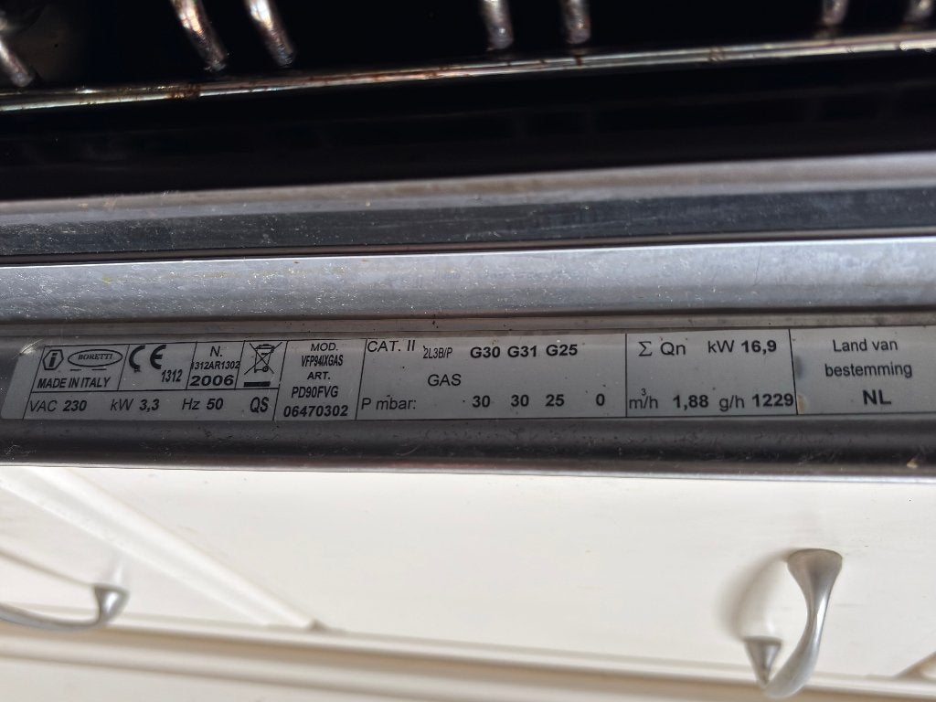 Boretti VFP94IXG gasfornuis 90 cm RVS - fry-top & draaispit, Gebruikt, 60 cm of meer, Gas, Vrijstaand