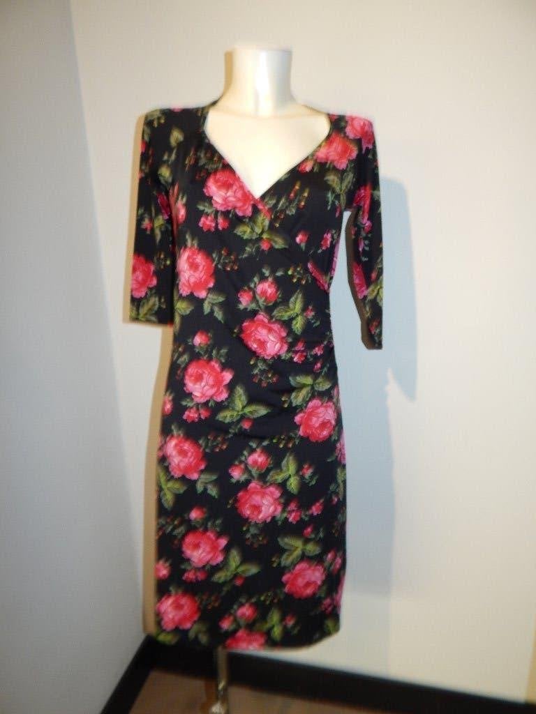 King Louie stretch jurk kwaliteit rozen print in kleur M, Kleding | Dames, Jurken, Zo goed als nieuw, Maat 38/40 (M), Meerkleurig