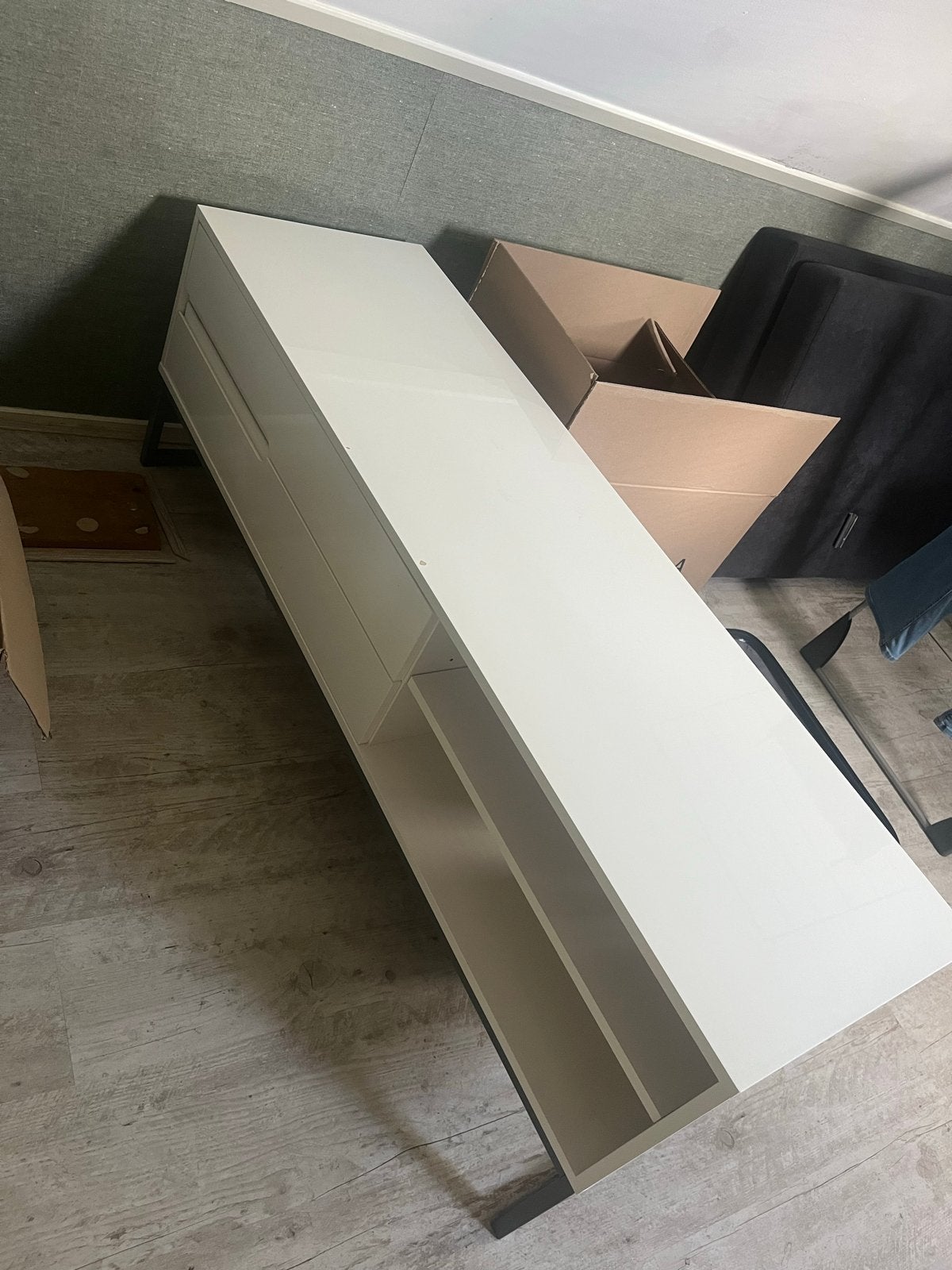 Wit tv-meubel met lichte verfvlekjes, Ophalen, Overige materialen, Gebruikt, 150 tot 200 cm