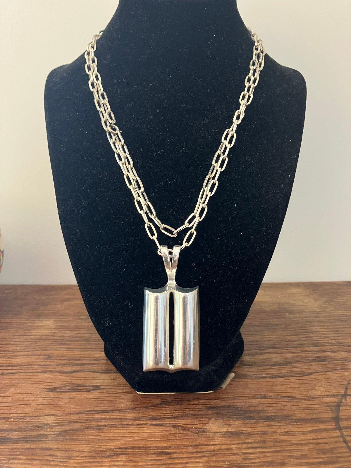 Tijdloos mooie hanger aan lange ketting, Ophalen of Verzenden, Zo goed als nieuw, Zilver