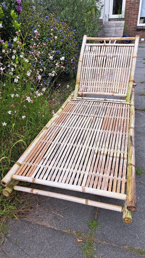 Bamboe ligstoel, Tuin en Terras, Ophalen, Gebruikt, Overige materialen, Verstelbaar
