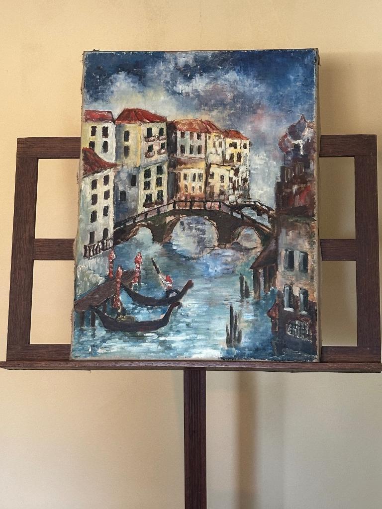 Schilderij tafereel Venetie, Antiek en Kunst, Ophalen of Verzenden