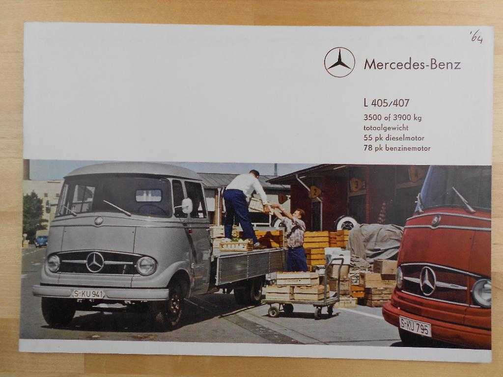 Mercedes L405 L407 Brochure 1964 ( L319 L319D ), Zo goed als nieuw, Mercedes-Benz, Mercedes, Ophalen of Verzenden