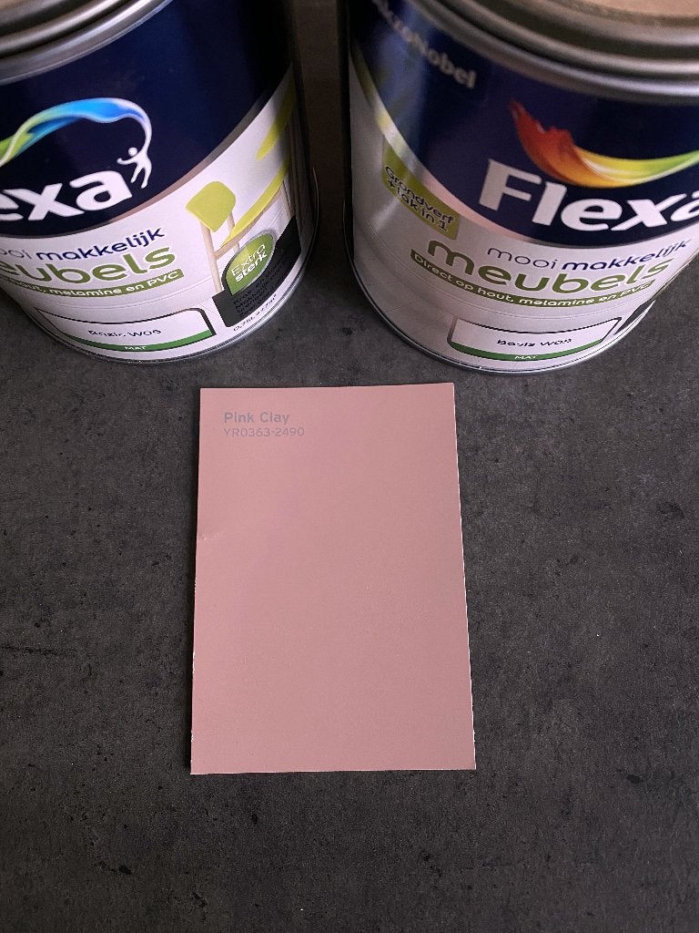 2 blikken Flexa Mooi Makkelijk Meubels Verf - Roze Klei, Doe-het-zelf en Verbouw, Nieuw, Ophalen of Verzenden, Verf, Roze