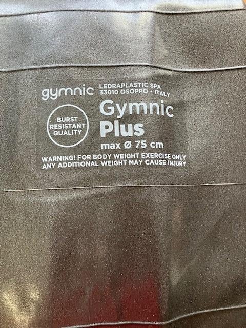 GYMNIC PLUS, Ø75cm, grijs. Gymbal/oefenbal/zitbal. Geen pomp, Ophalen of Verzenden, Nieuw, Fitnessbal