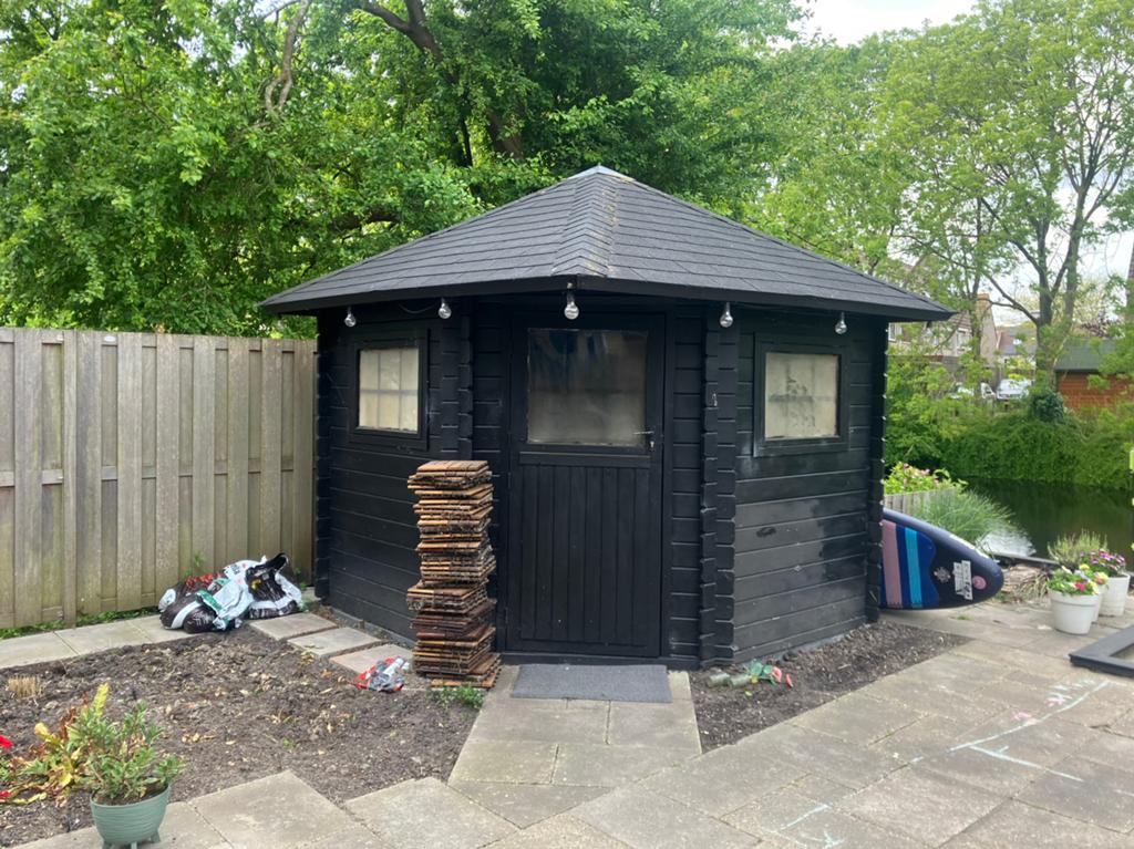 Goed Tuinhuis met top dak, slot, ramen en vloertegels teab, Tuin en Terras, Tuinhuizen, Ophalen of Verzenden, Zo goed als nieuw