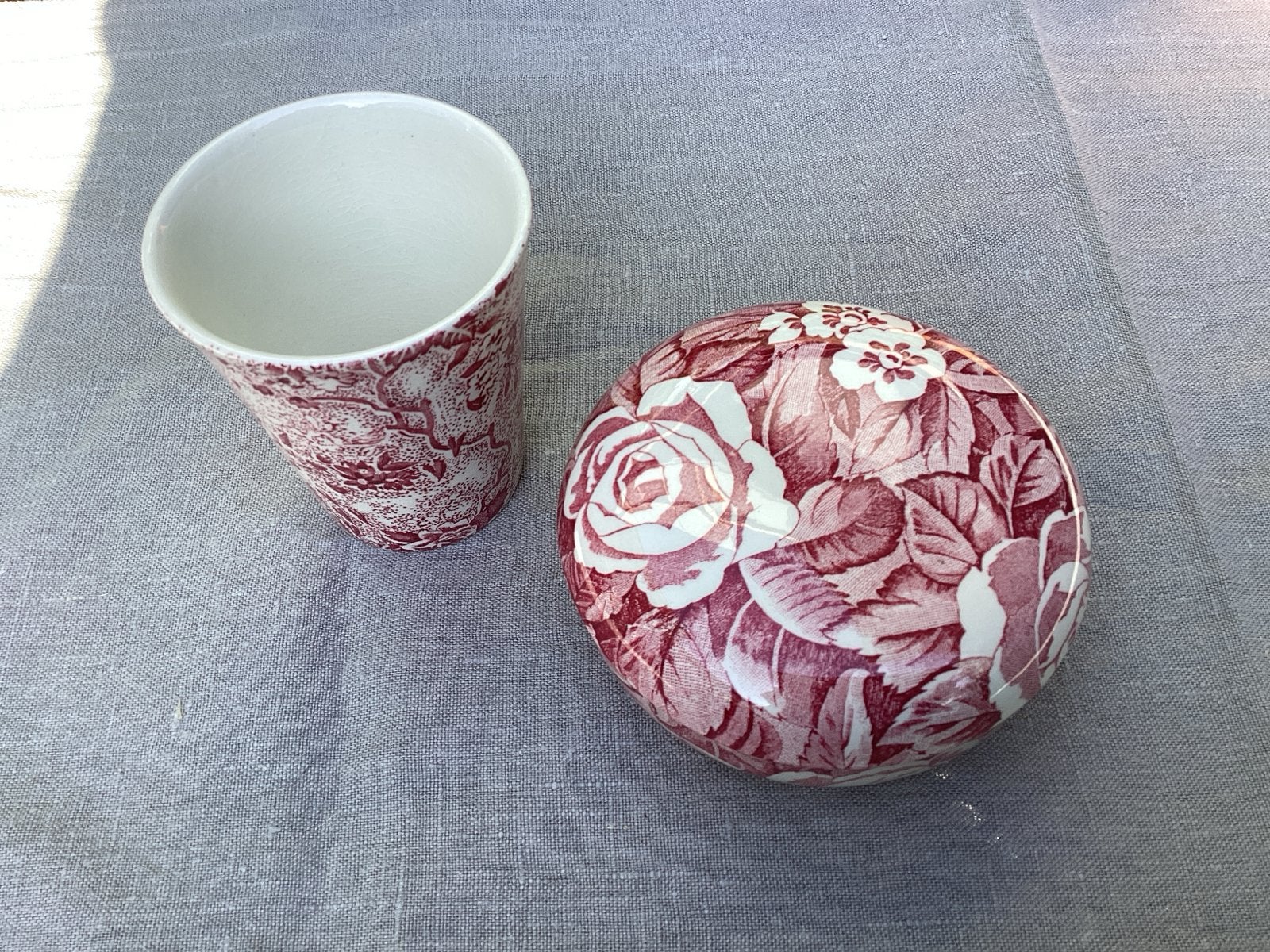 Laura Ashley & Burleigh Vintage Chintz Beker en Doos, Ophalen of Verzenden
