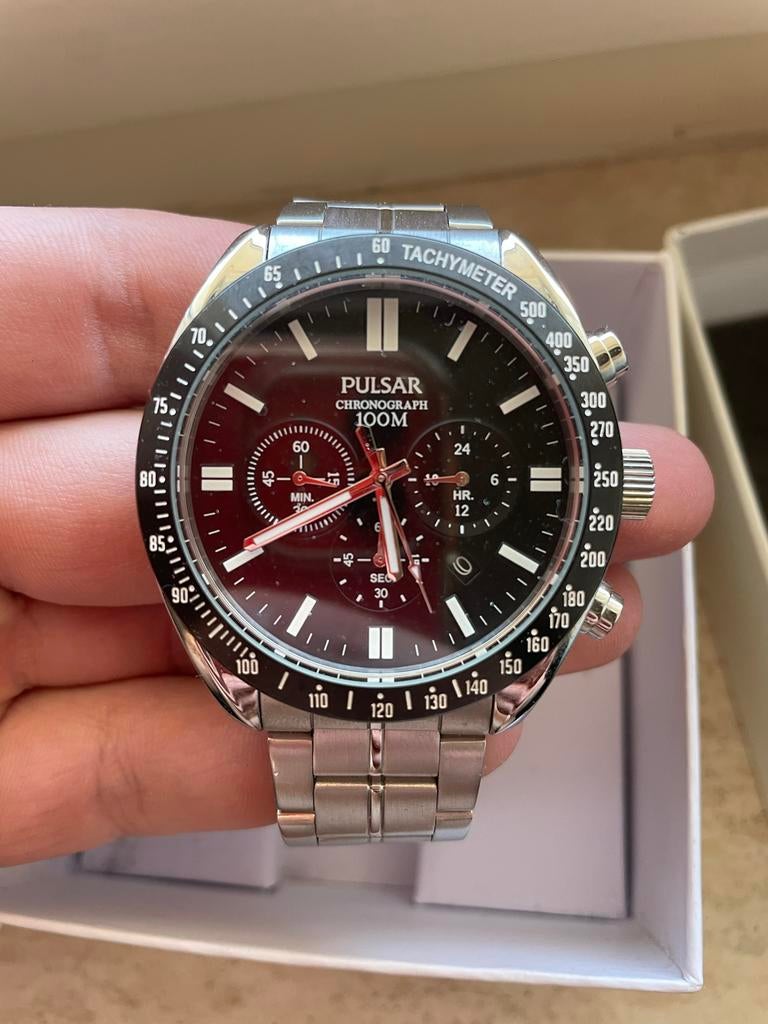 Pulsar Chronograaf Herenhorloge - Roestvrij Staal, Sieraden, Tassen en Uiterlijk, Horloges | Heren, Zo goed als nieuw, Polshorloge
