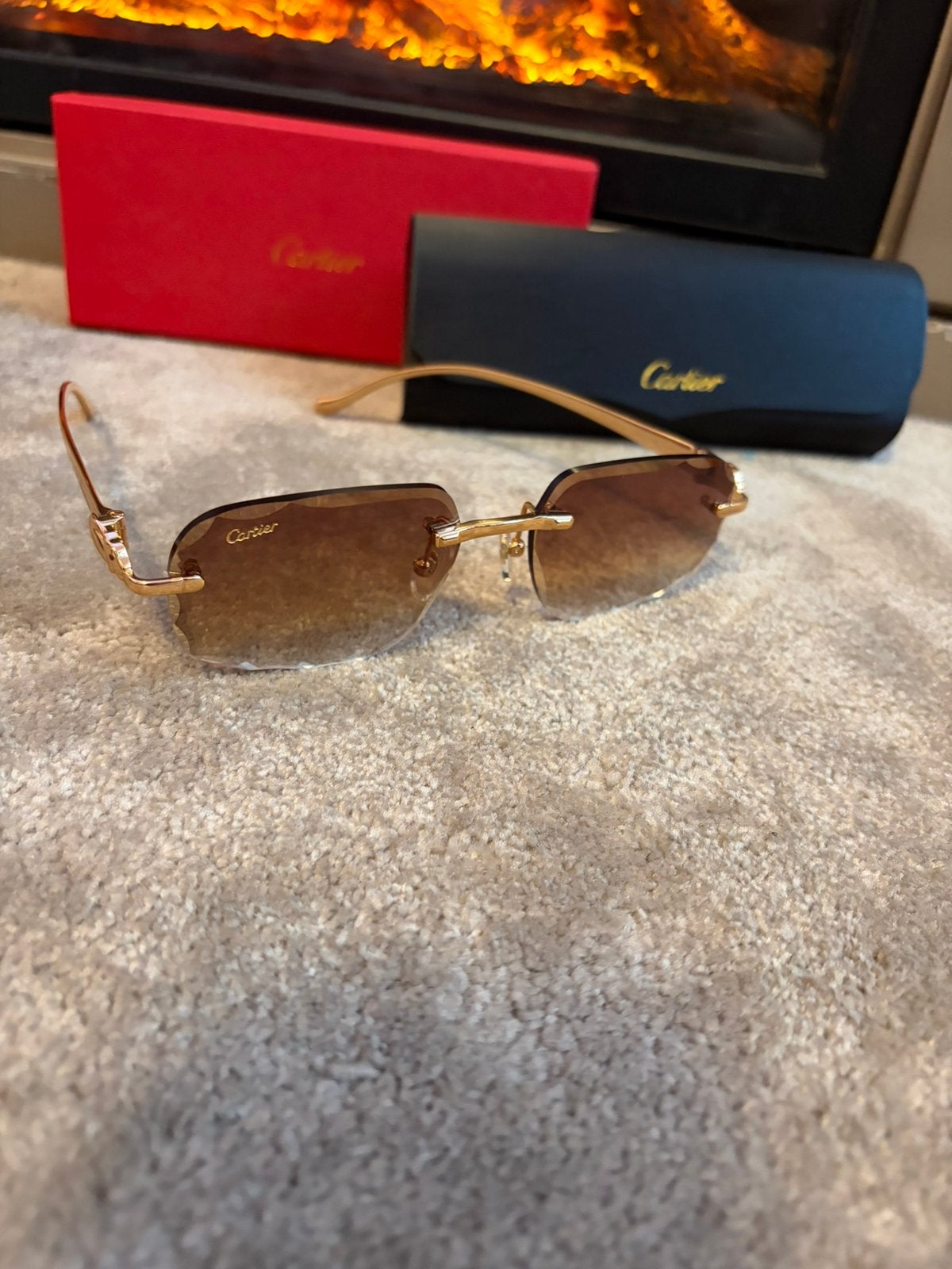 Cartier zonnebril panthere diamond cut, Ophalen of Verzenden, Zo goed als nieuw, Overige merken