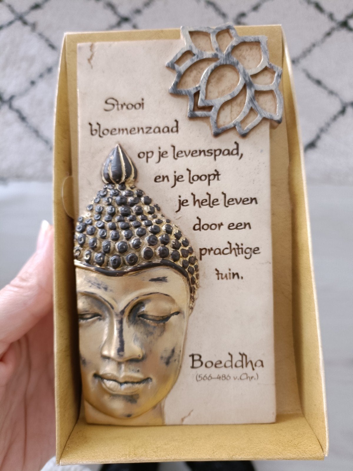 Arts in Stone Boeddha beeldje met inspirerende tekst, Ophalen, Nieuw