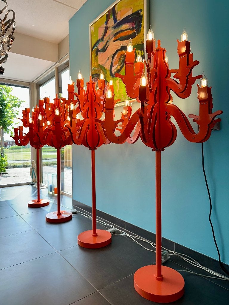 Vintage Franse Paris barok stijl vloerlampen 146 cm 4 stuks, Ophalen, Zo goed als nieuw, Glas, 100 tot 150 cm