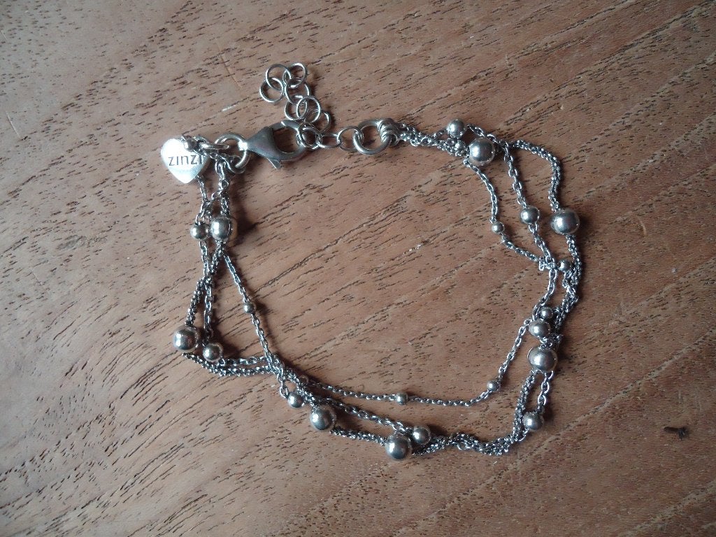 mooie echt zilveren armband 3 strengetjes bolletjes ZINZI, Ophalen of Verzenden, Zo goed als nieuw, Zilver, Zilver