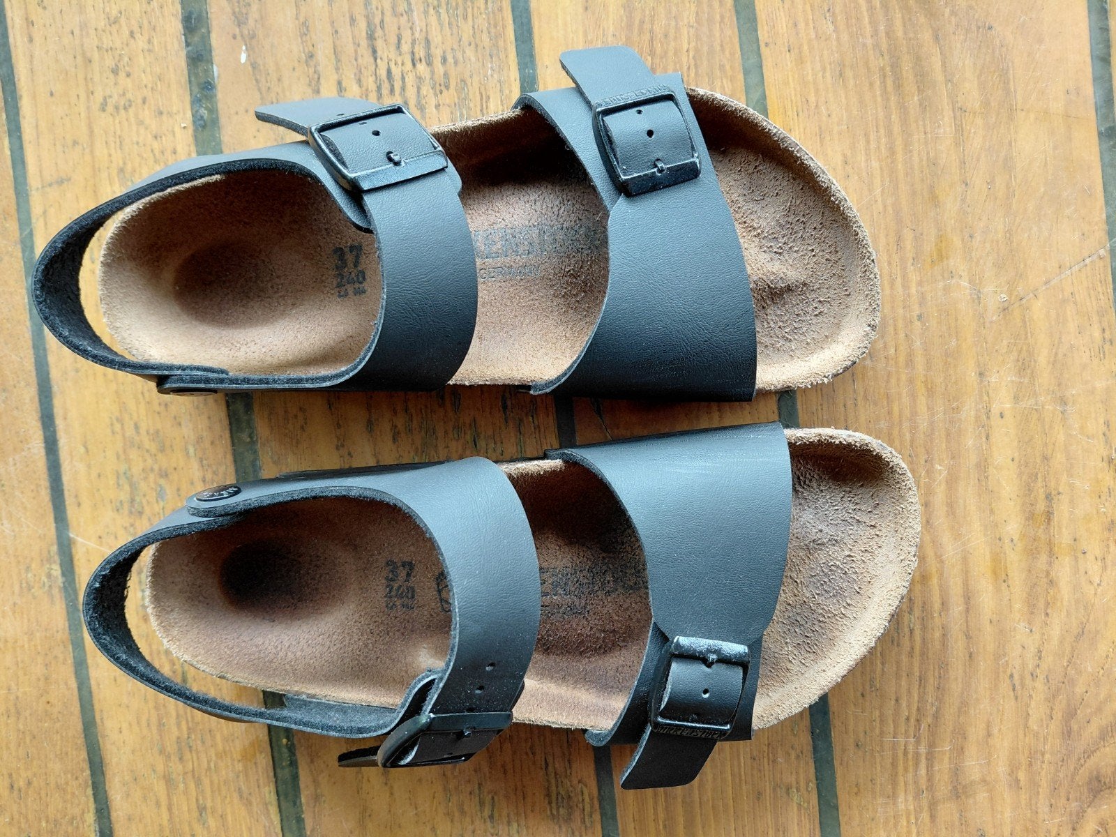 Birkenstock Mt 37 Assen of Mid-Friesland, Zwart, Zo goed als nieuw, Birkenstock, Sandalen of Muiltjes