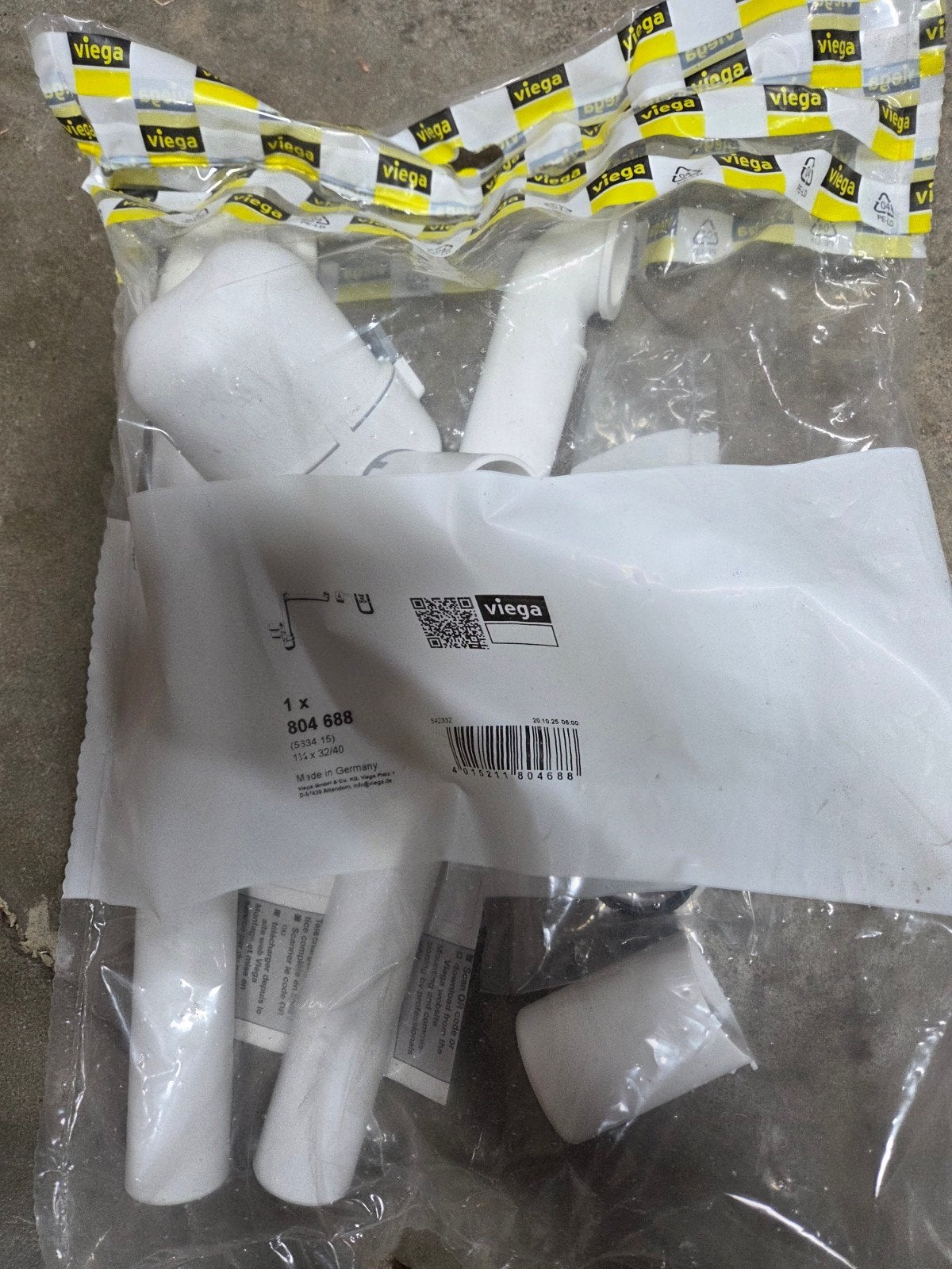 Sifon set Viega ruimtebesparend, Ophalen, Afvoer, Pvc, Nieuw