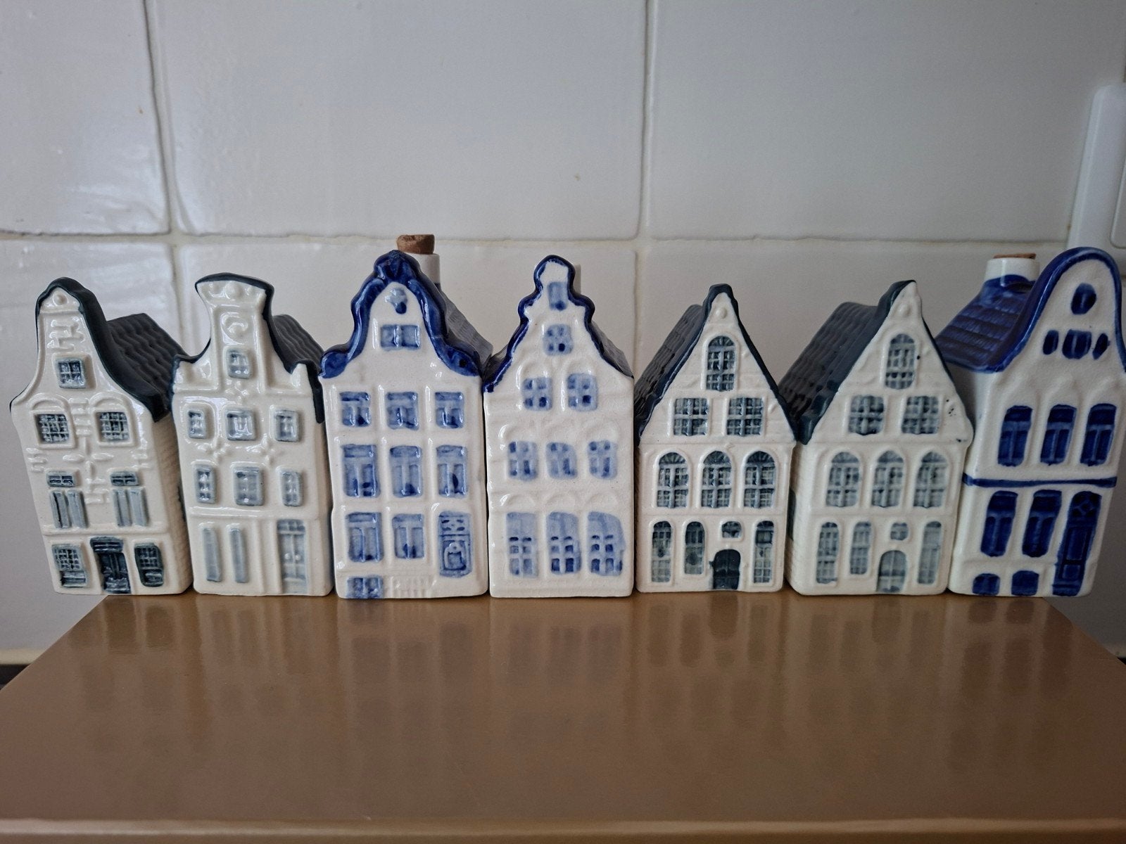Set van 7  Delfts Blauwe huisjes, Ophalen of Verzenden