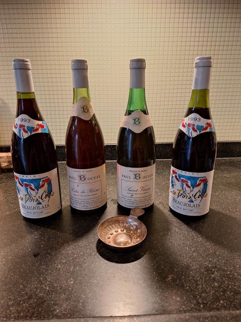 Paul Bocuse Wijnproever en 4 Vintage Wijnflessen, Ophalen of Verzenden