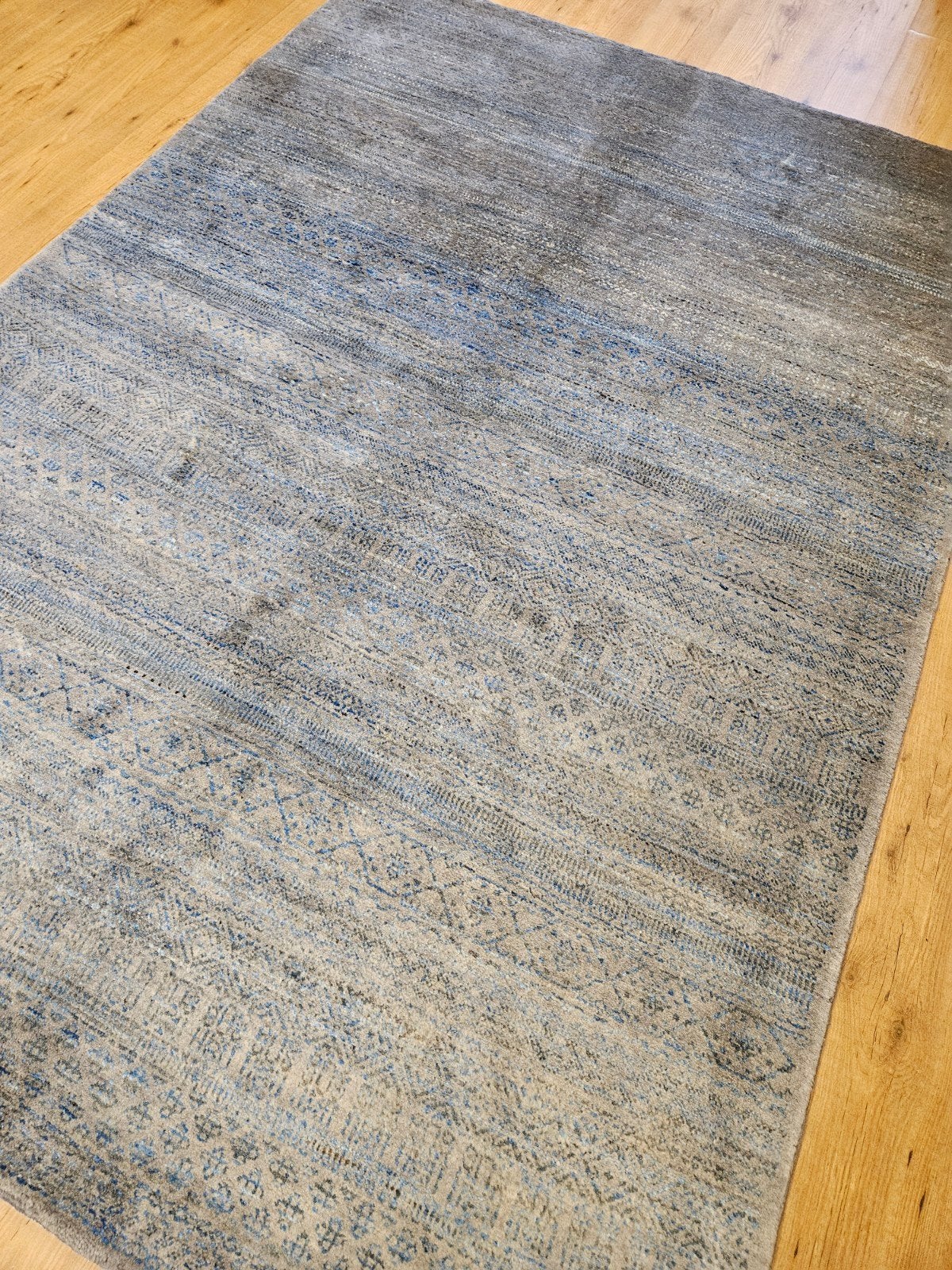 Handgeknoopt oosters tapijt modern design 242x164, Info@SlatsAntiek.nl, Blauw, Perzisch, 150 tot 200 cm