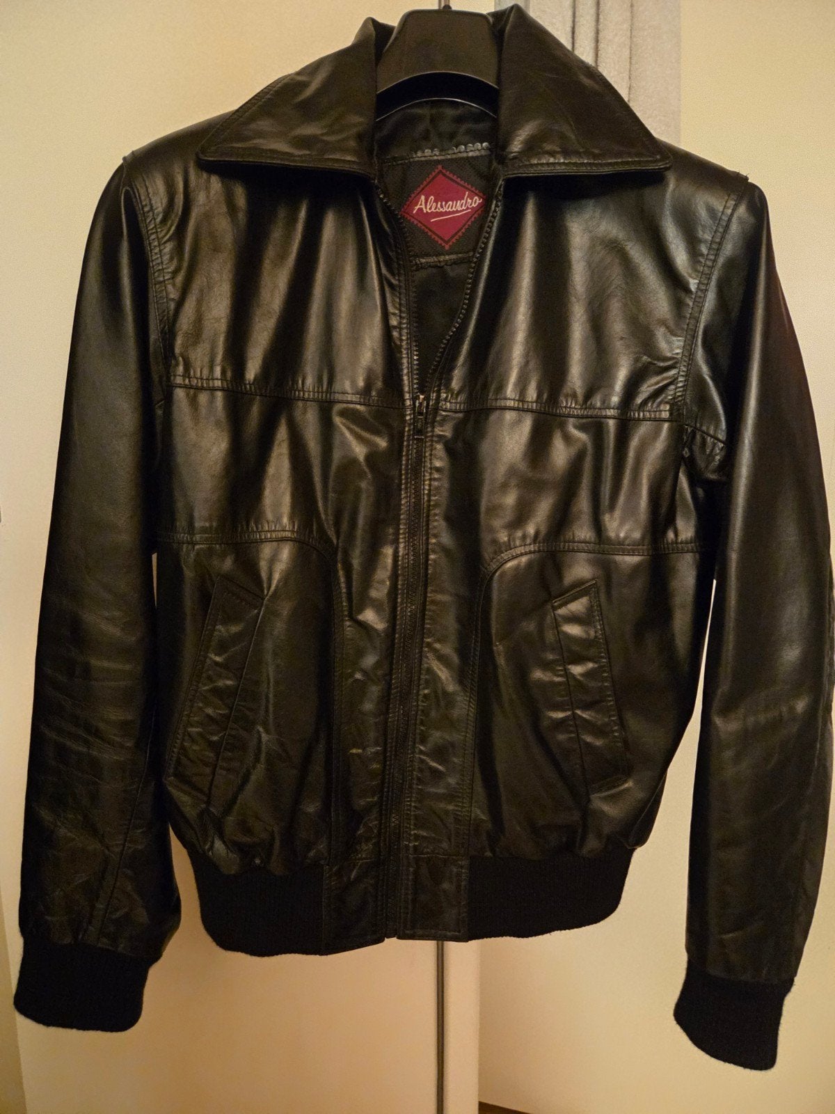 Leren Jas NIEUW maat M, echt leer Leather jacket Italiaans, Ophalen of Verzenden, Nieuw, Maat 48/50 (M), Zwart