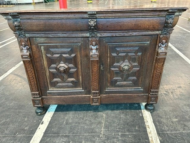 Antiek eiken kabinet/buffetkast, Hollandse renaissance-stijl, Ophalen