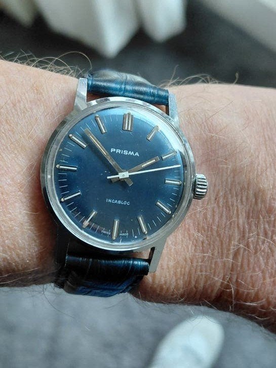 Prisma Dolphin 100 Incabloc Heren Polshorloge, Overige merken, Staal, Met bandje, Polshorloge