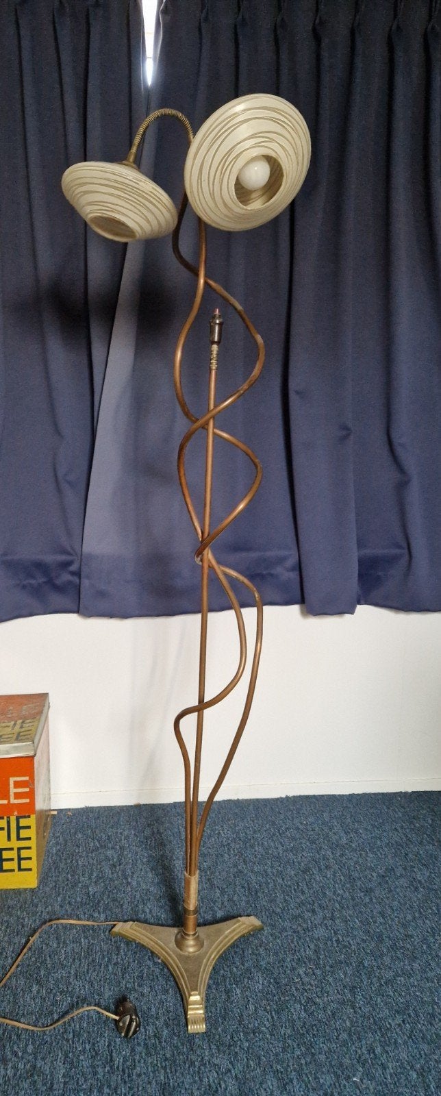 Unieke vloerlamp vintage lampenkappen, Ophalen, Vintage, Zo goed als nieuw, Glas