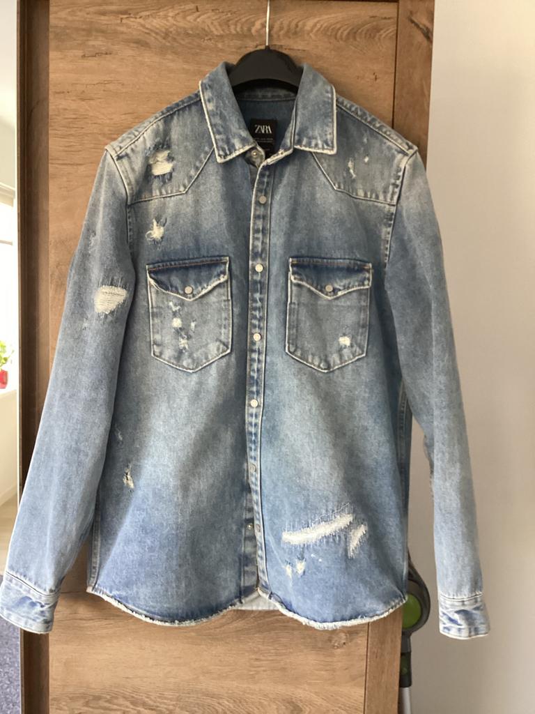 Zgan Spijkerjas Zara maat M licht blauw, Kleding | Heren, Ophalen of Verzenden, Zo goed als nieuw, Blauw