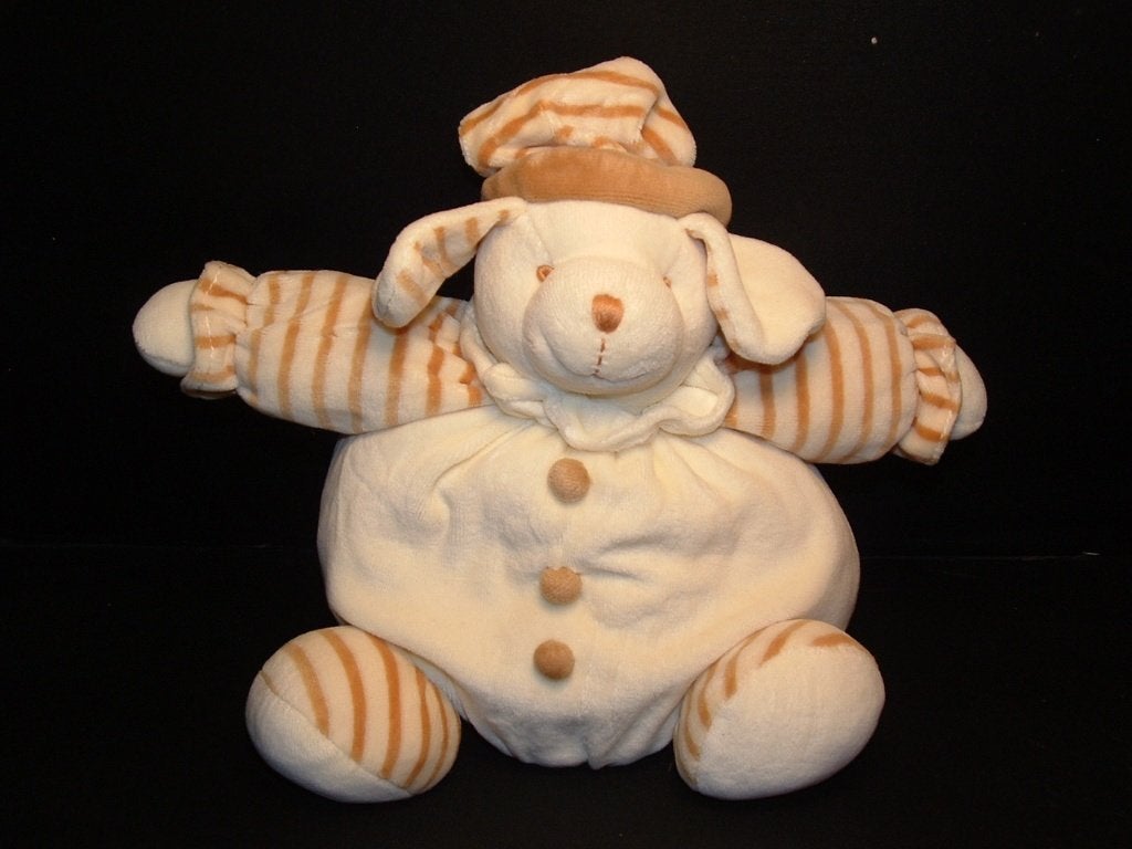 HAPPY HORSE HOND BOL VELOURS WIT MET BEIGE GESTREEPTE, Nieuw, Middelgroot (20 tot 80 cm), Meerkleurig, Korrelvulling