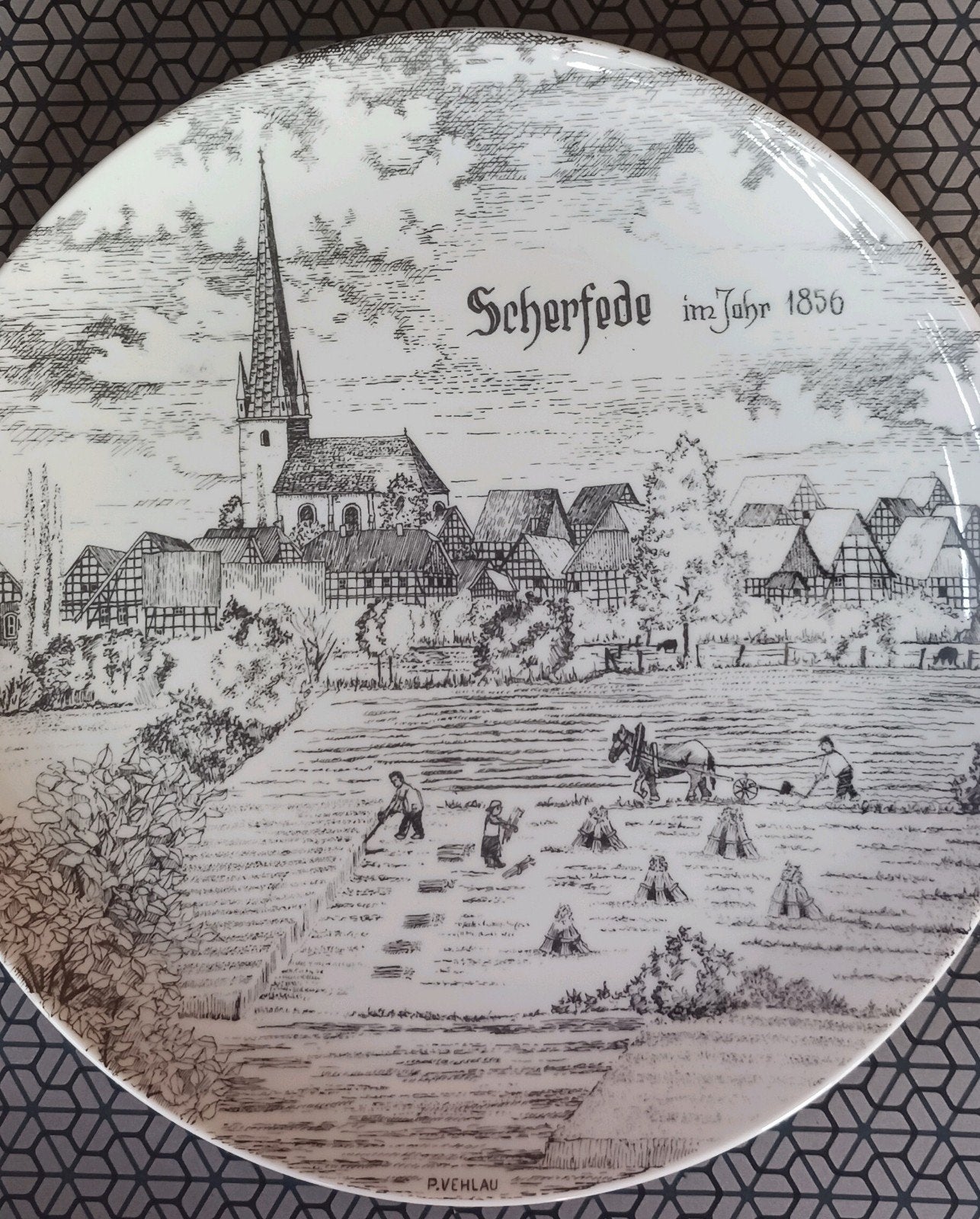 Decoratieve wandbord Scherfede 1850 - Volksbank Paderborn, Ophalen of Verzenden