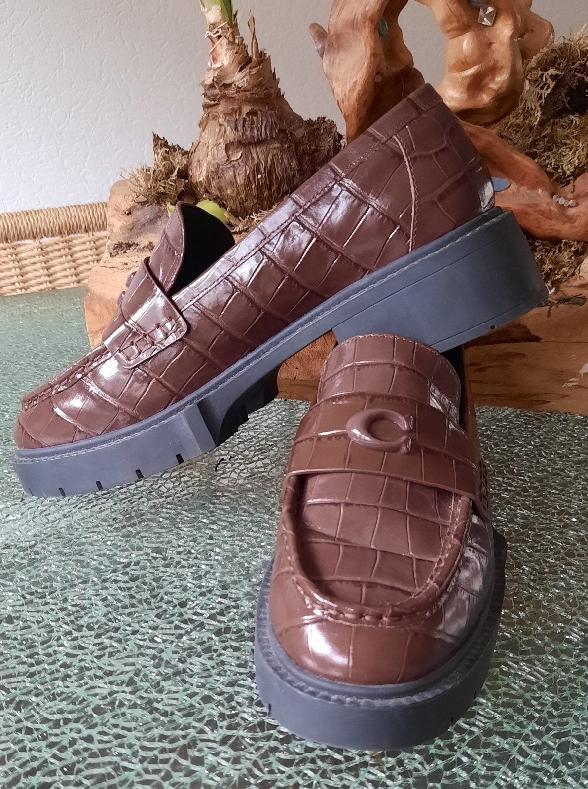 orginele Coach Leah embrossed croc loafers, Kleding | Dames, Bruin, Instappers, Ophalen of Verzenden, Zo goed als nieuw
