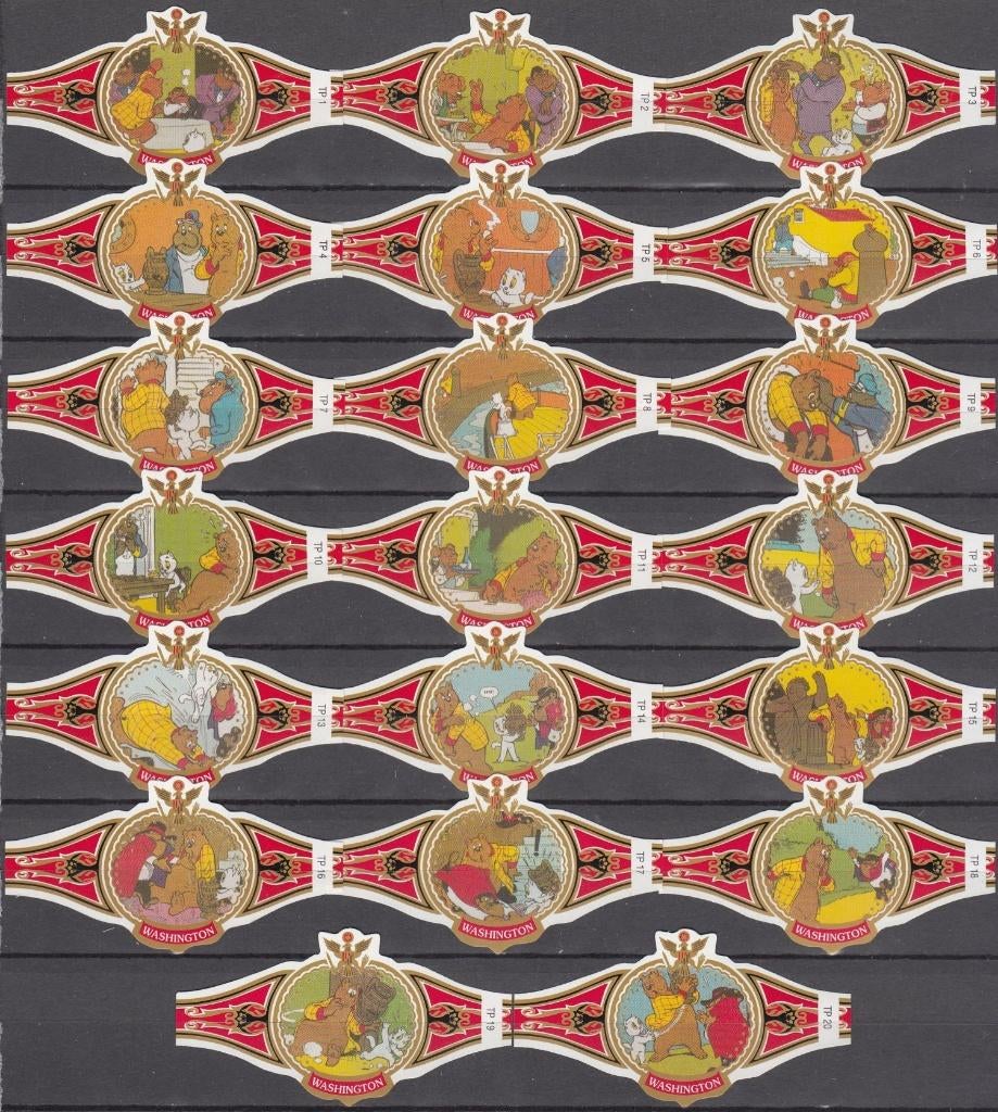 Sigarenbandjes Tom Poes en De Schatscherven, Washington 1-20, Ophalen of Verzenden, Nieuw, Sigarenbandjes
