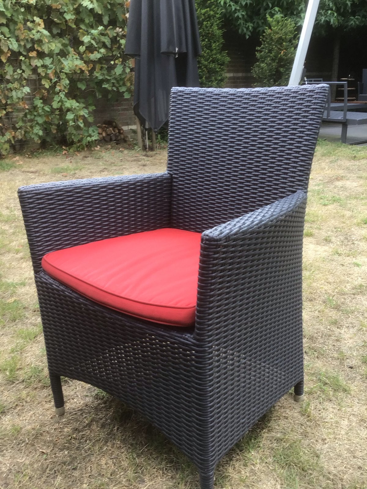 8x Wicker tuinstoelen met kussens, Ophalen of Verzenden, Gebruikt, Wicker