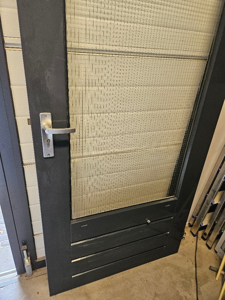 Hardhouten Buitendeur antraciet met kozijn, Doe-het-zelf en Verbouw, Ophalen, 80 tot 100 cm, 215 cm of meer, Glas