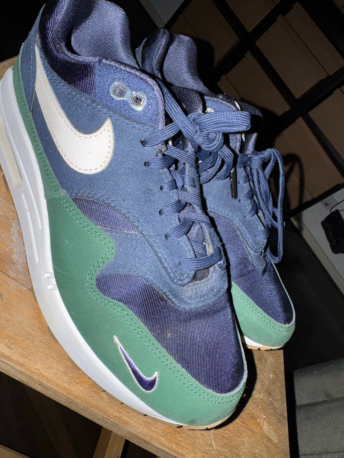 Nike Air Max 1 Sneakers - Blauw/Groen, Sneakers of Gympen, Gedragen, Verzenden, Blauw
