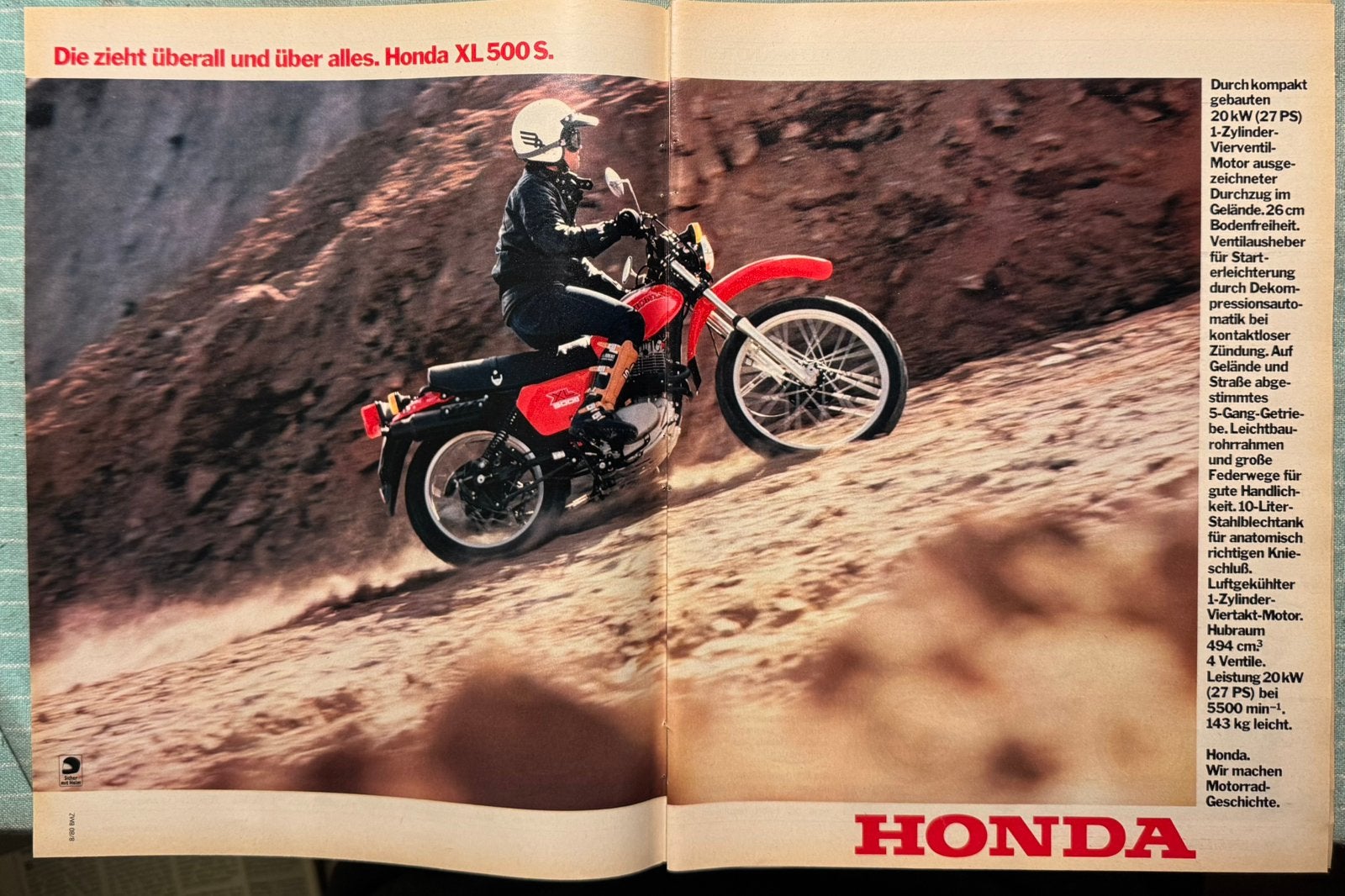 Advertentie 1980 Honda XL500S, Verzamelen, Verzenden, Zo goed als nieuw, Motoren