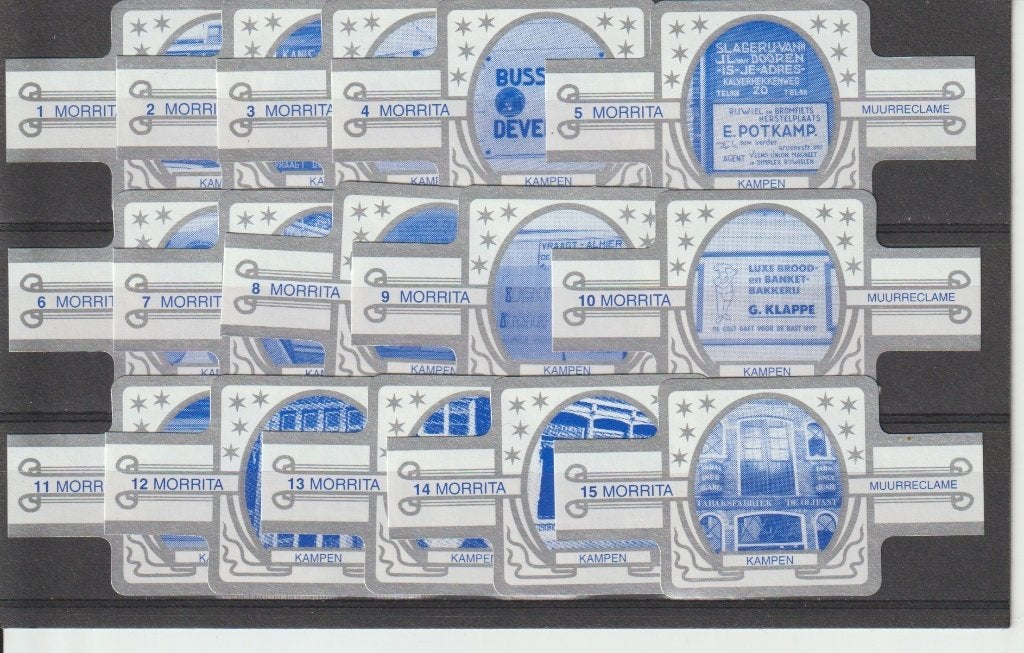 reeks 1931   muurreclame  1-15   sigarenbanden, Ophalen of Verzenden, Zo goed als nieuw, Sigarenbandjes