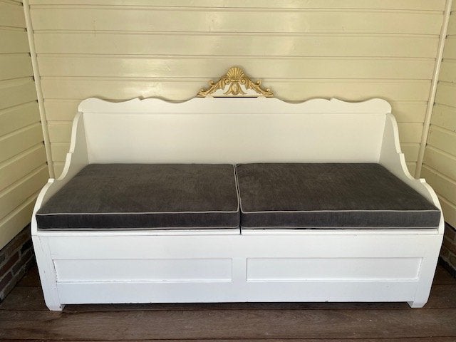 Prachtige grote witte klepbank met kussens, 190 x 71 cm, Huis en Inrichting, Overige Huis en Inrichting, Gebruikt, Ophalen