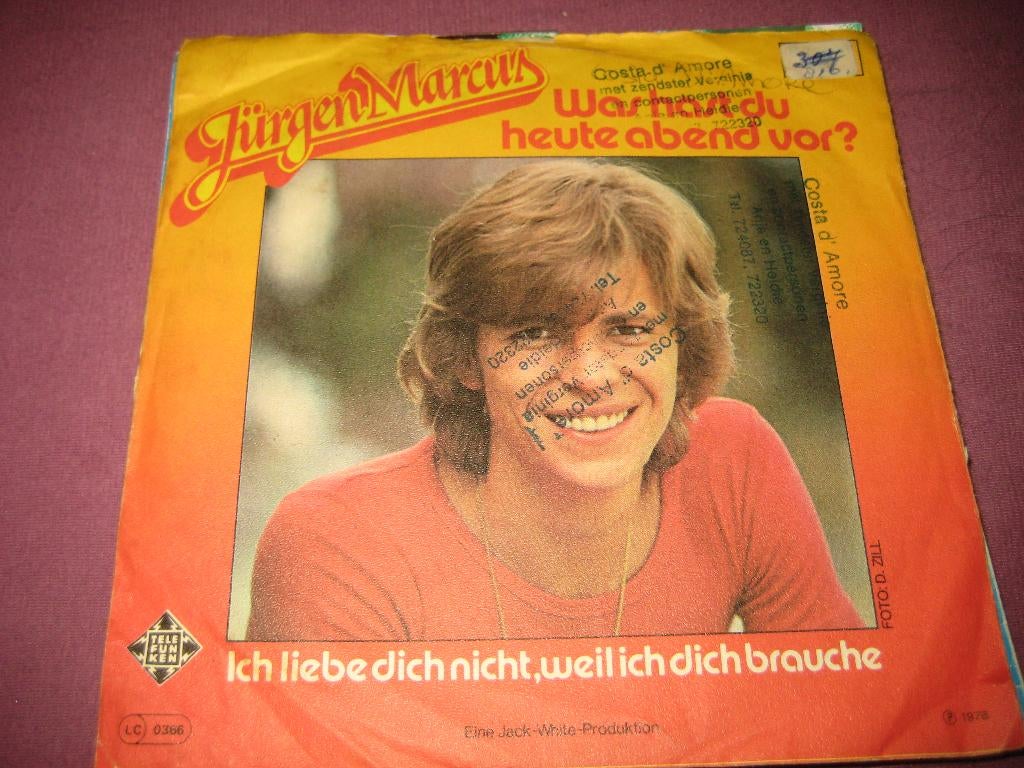 Jürgen Marcus: Was hast Du heute Abend vor, Cd's en Dvd's, Ophalen of Verzenden, Zo goed als nieuw, Pop, Single