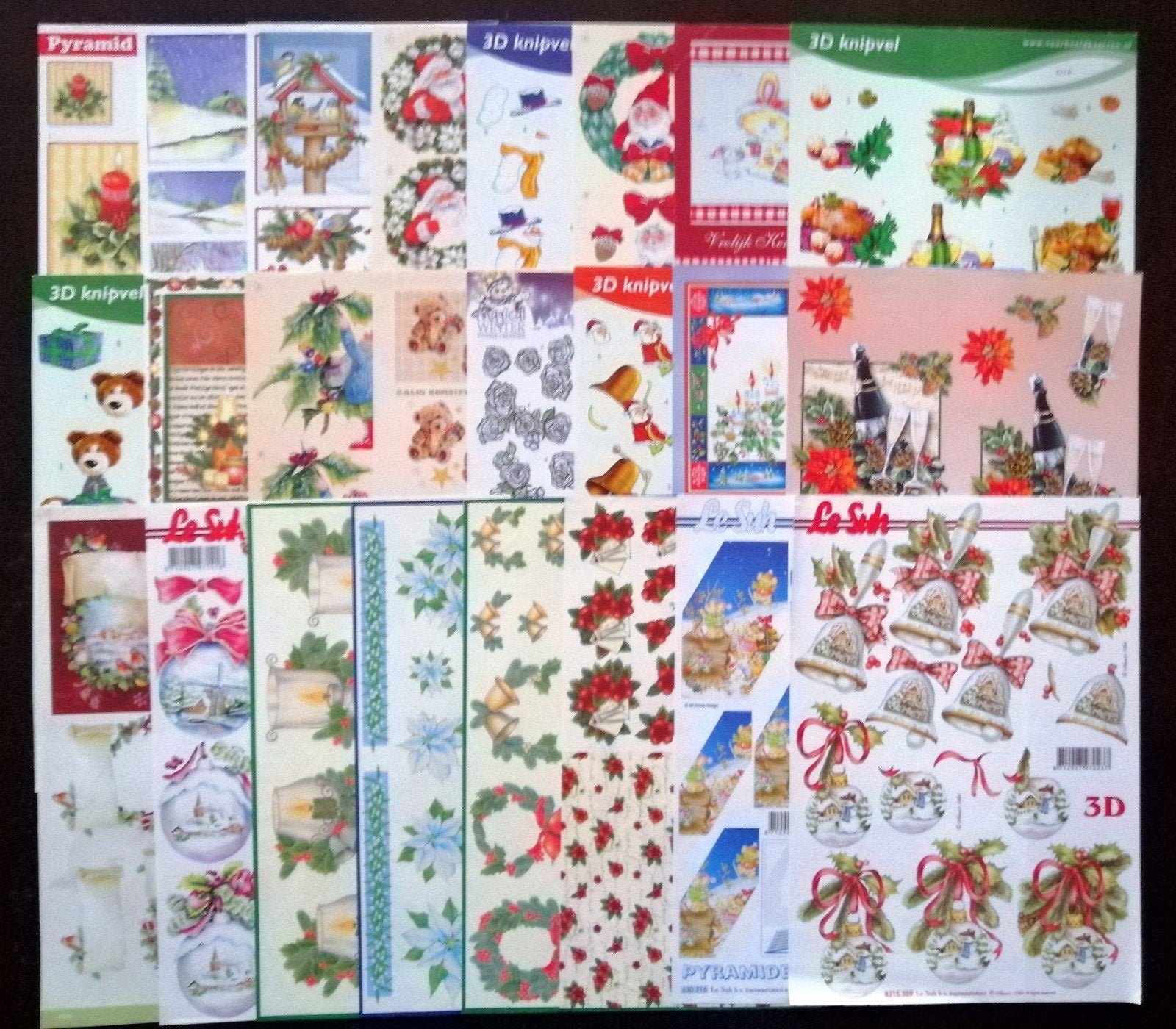 3D KERST knipvellen pakket, 24 stuks. Nr.4, Hobby en Vrije tijd, Ophalen of Verzenden, Nieuw, Kerst, Knipvel