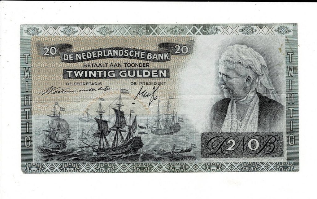 Koningin Emma, 20 gulden 1941 met overdruk, Verzenden, Euro's