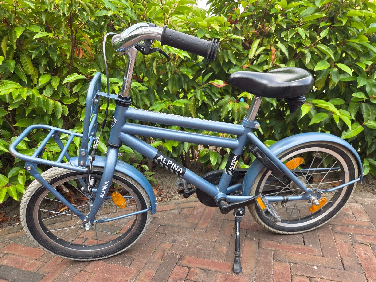 Alpina kinderfiets met voordrager - Blauw, Ophalen, Terugtraprem, Alpina, 16 tot 20 inch