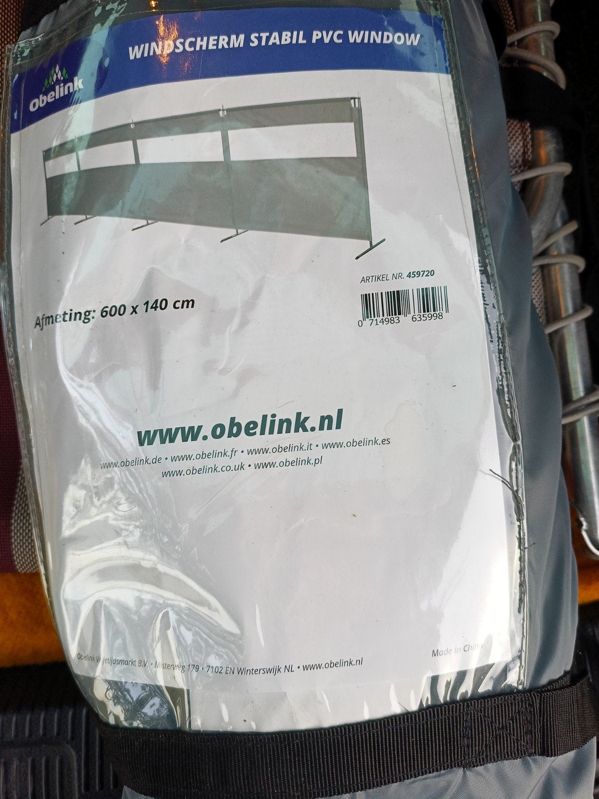 Obelink Windscherm Stabil PVC Window 600x140 cm, Ophalen of Verzenden, Gebruikt