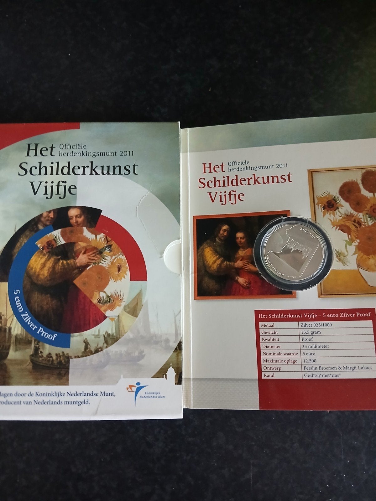 Het Schilderkunst Vijfje 2011 - 5 euro Zilver Proof, Koningin Beatrix, Zilver, Euro's, Ophalen of Verzenden