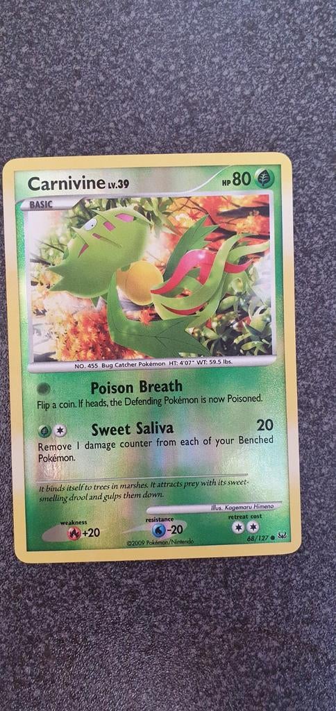 Carnivine 68/127 reverse holo pokemon kaart, Ophalen of Verzenden, Zo goed als nieuw