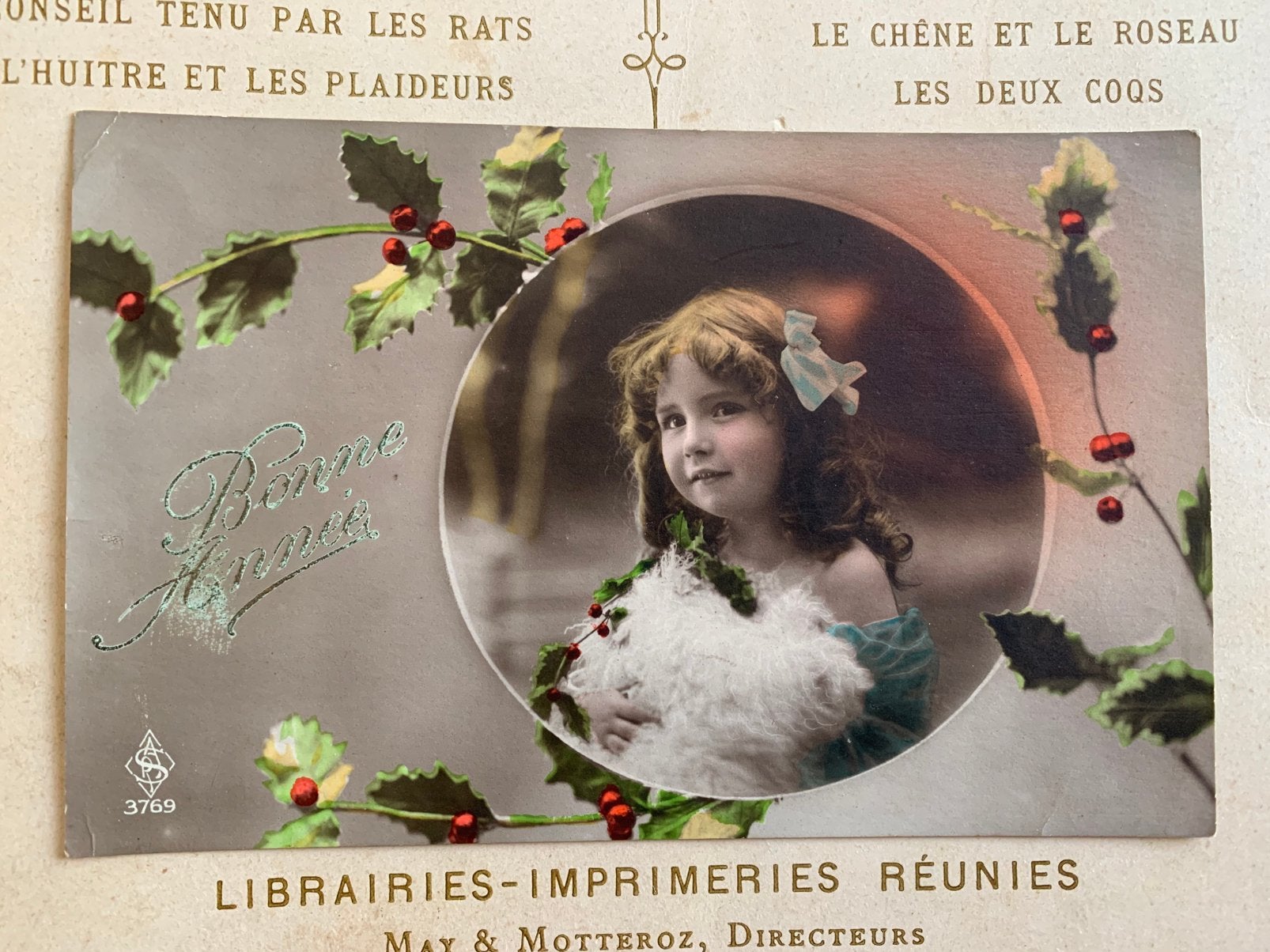 Bonne Année - meisje met lang haar (XX), Verzamelen, Ansichtkaarten | Themakaarten, Ophalen of Verzenden, Voor 1920, Gelopen, Feest(dag)