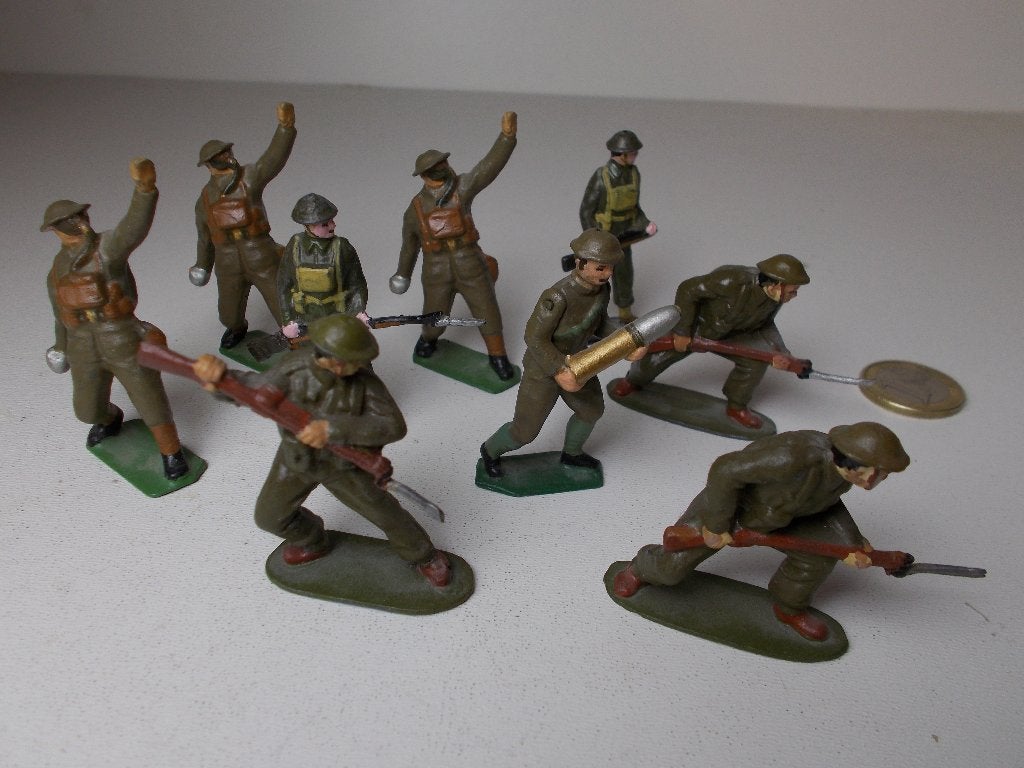 Jaren 30 BRITAINS Ltd. 9 X TINNEN (LEAD) SOLDIERS. I.g.st., Ophalen of Verzenden